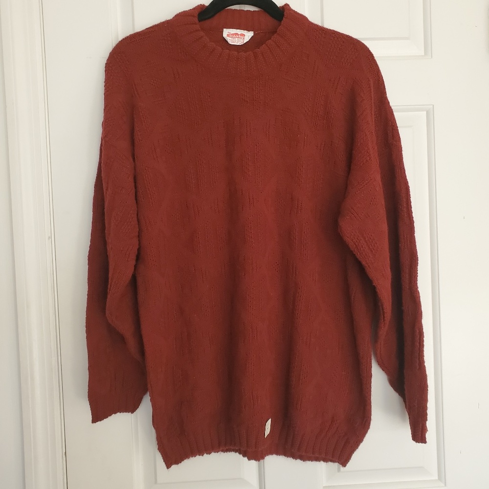 Vintage Sierra red sweater sweatshirt large brick rust autumn fall